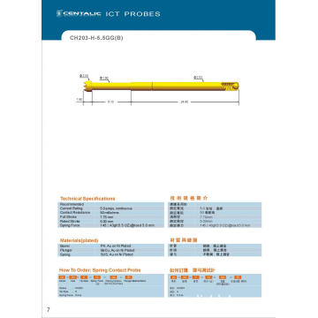 Wire Harness Pin Test Probe CH203 Series Loaded with Spring